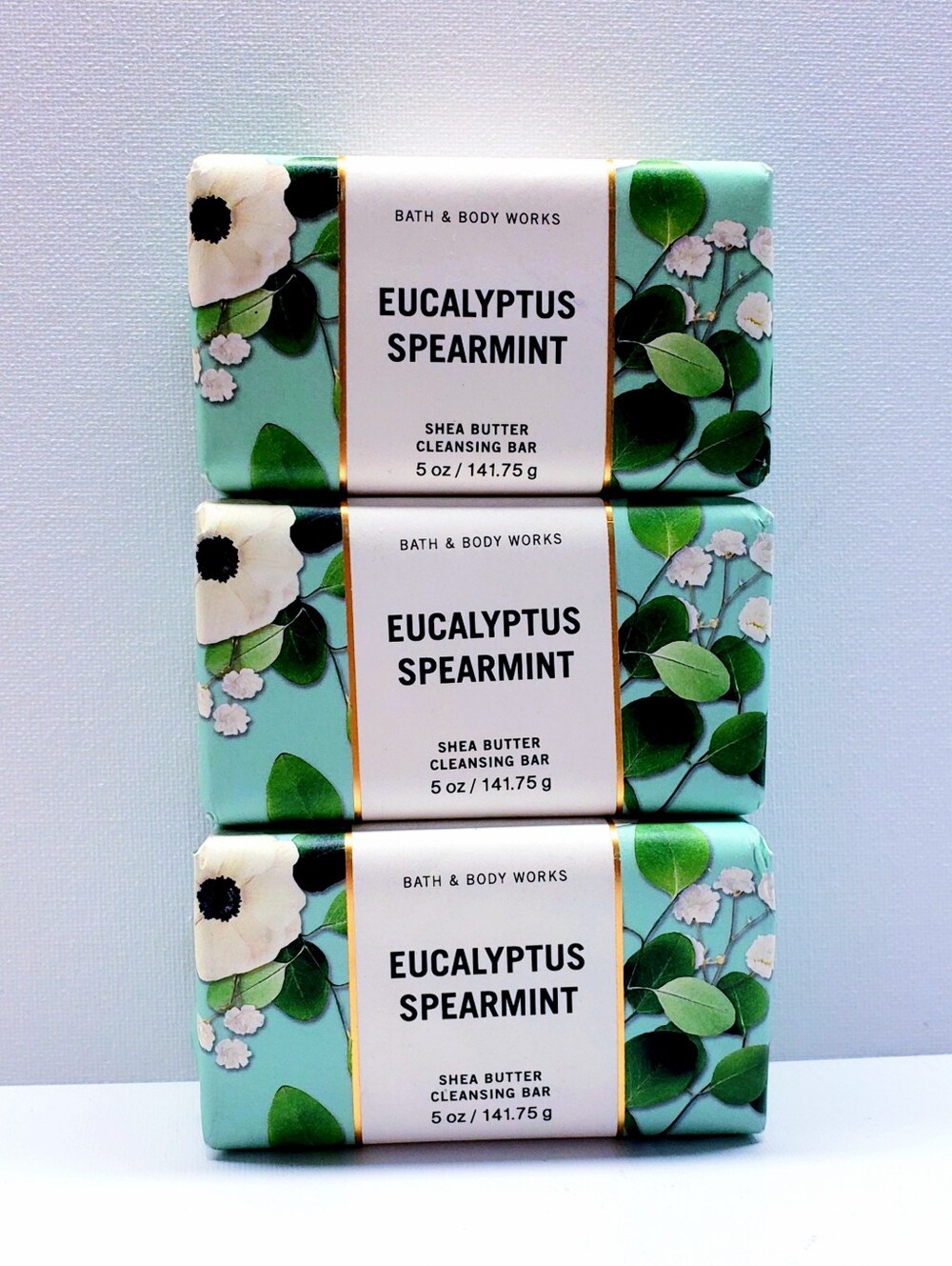 Bath & Body Works EUCALYPTUS SPEARMINT Shea Butter Cleansing Bar, 5 oz (3 Pcs)